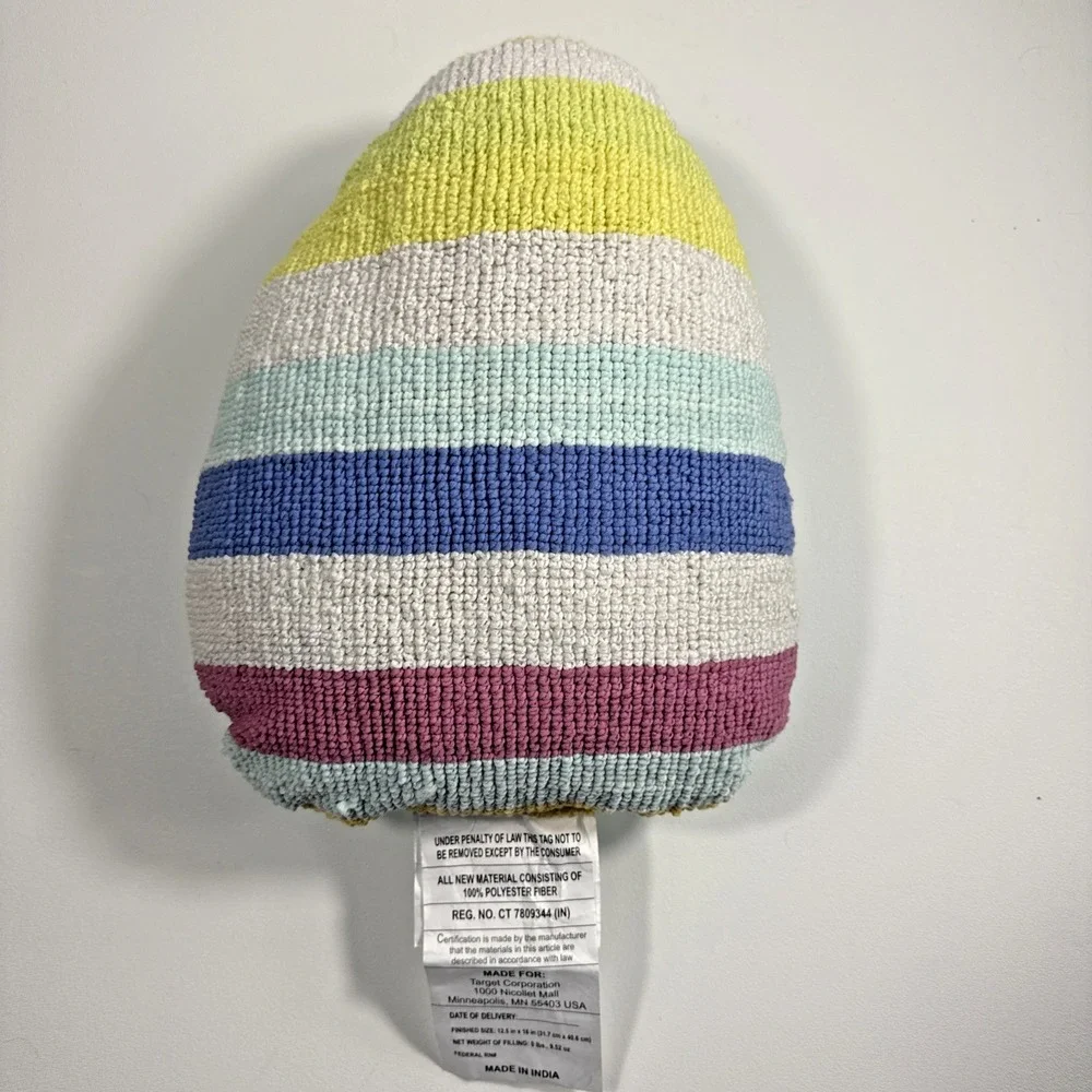 Easter Egg Throw Pillow Pastel Striped Tufted Decor 16x12.5 Room Essentials